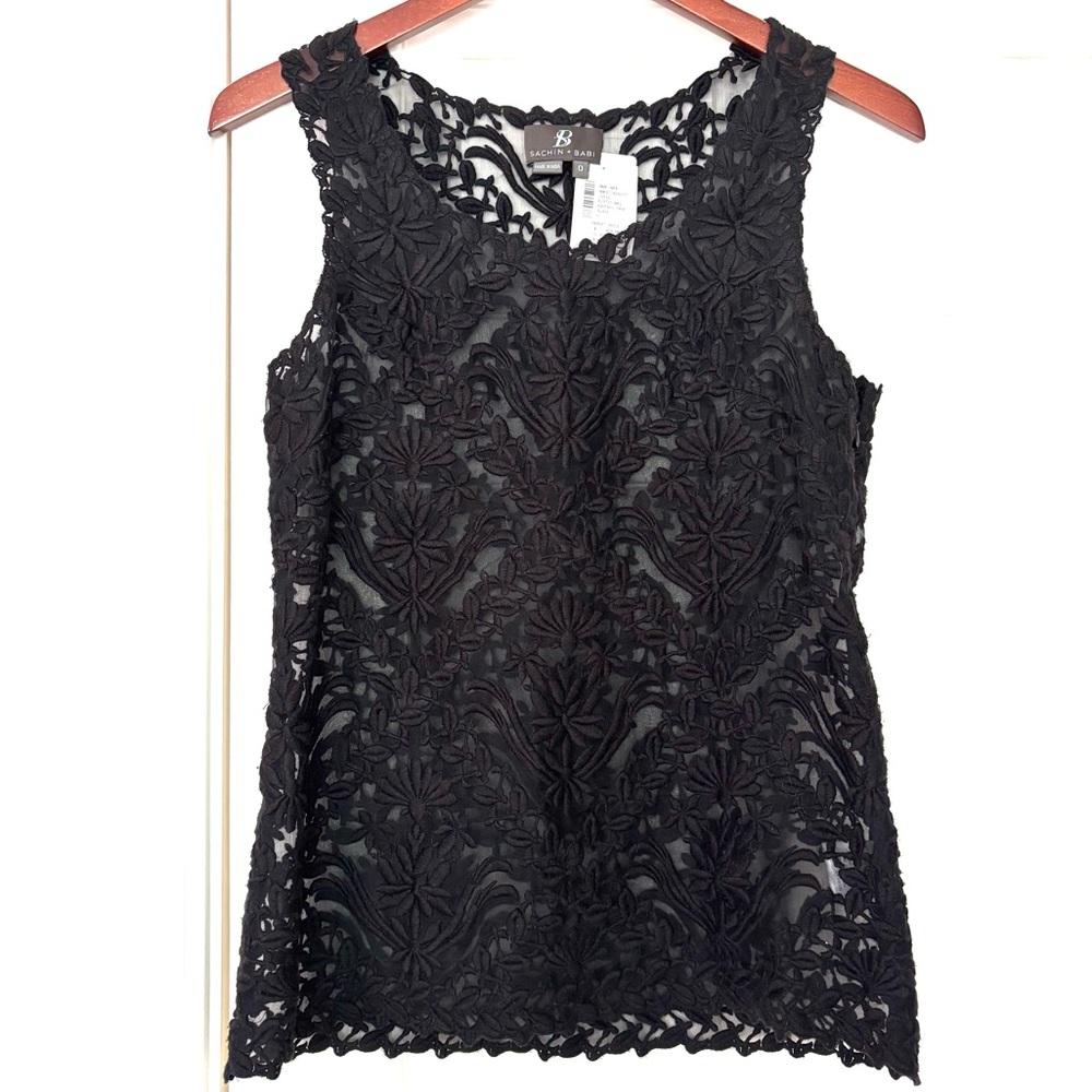 Sachin + Babi Black Embellished Sleeveless Tank Top